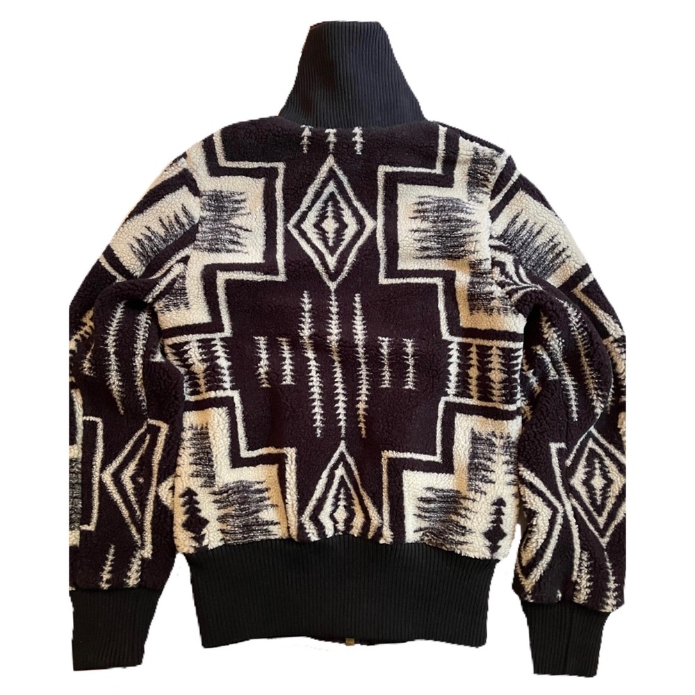 Pendleton Womens Black Ivory Harding Bomber Style Berber Fleece Jacket Brand New - Picture 3 of 5